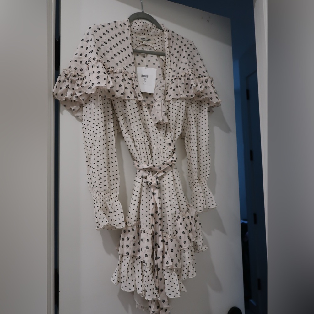 Polka Dot Ruffle Wrap Dress